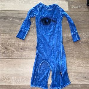 Nununu blue open footed onesie